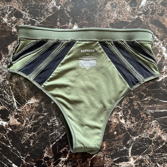High Waisted Green Bikini Bottoms, Express size medium - Picture 14 of 15